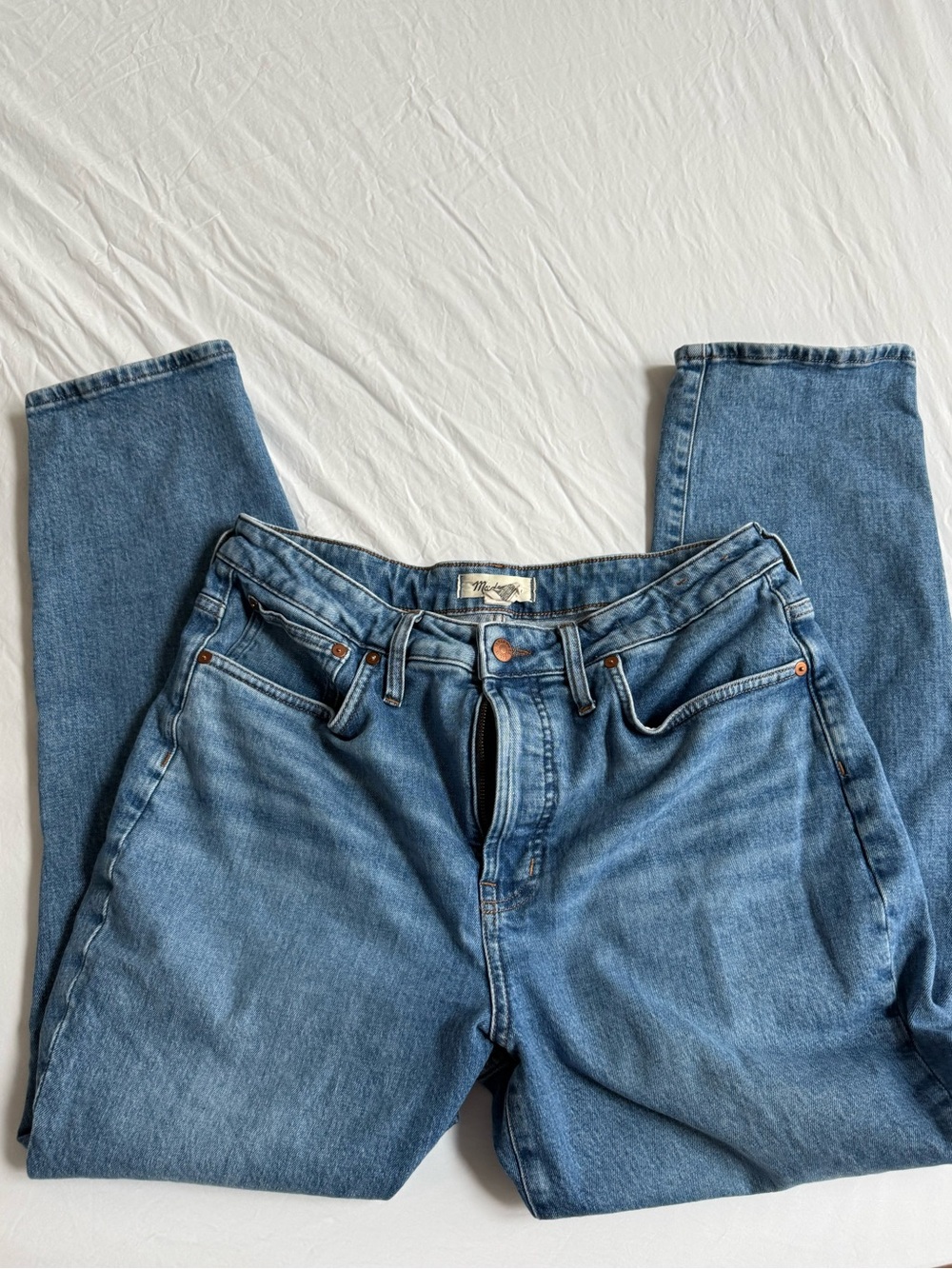 Madewell Straight Leg Jeans in Medium Blue Denim